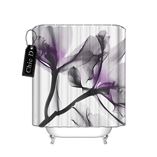 Product Cover Chic D Home Decorations Contemporary X-Ray Flowers Shower Curtain, Floral, Lavender,72 x 72 Inch Long