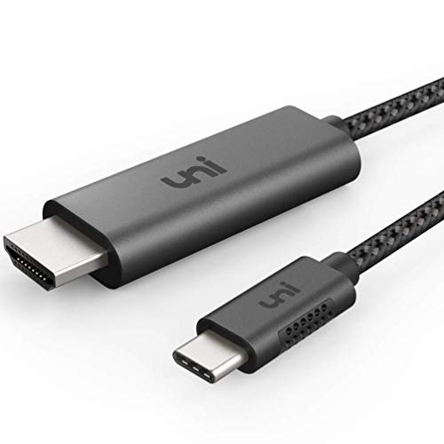 Product Cover USB C to HDMI Cable(4K@60Hz), uni USB Type-C to HDMI Cable [Thunderbolt 3 Compatible] for MacBook Pro 2018/2017, iPad Pro/MacBook Air 2018, Surface Book 2, Samsung S9, and More - Gray - 6FT/1.8m