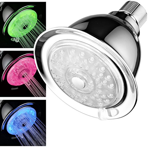 Product Cover Luminex by PowerSpa 7-Color 4-Setting LED Shower Head with Air Jet LED Turbo Pressure-Boost Nozzle Technology LED colors change automatically every few seconds