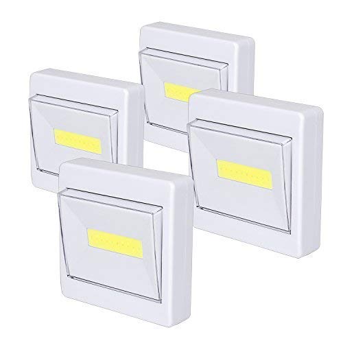 Product Cover Closet Light, Super Bright, Battery Operated, Stick Anywhere, 200 LM Cob Led Light Switch Nightlight, Tap Lights for Closet, Shed, Attic, Emergency (4 Pack)