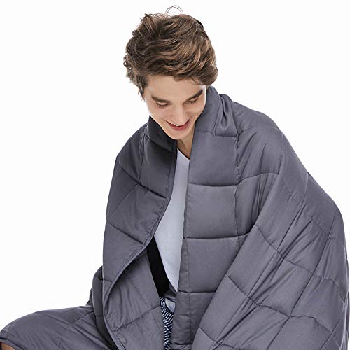 Product Cover ZonLi Cooling Weighted Blanket 15 lbs(60''x80'', Queen Size, Grey), Cooled Weighted Blanket for Adults, 100% Cotton Material with Glass Beads, Gift for Your Loved