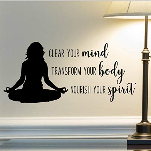 Product Cover Yoga Quote Wall Decal, Yoga Vinyl Sticker, Mind Body Spirit, 24