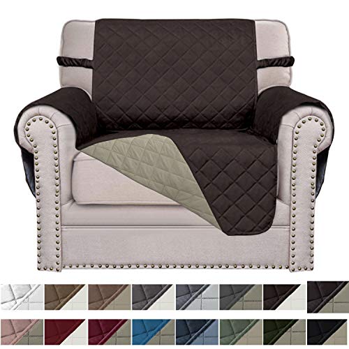 Product Cover Easy-Going Sofa Slipcover Reversible Sofa Cover Furniture Protector Couch Cover Elastic Straps Pets Kids Children Dog Cat (Chair, Chocolate/Beige)