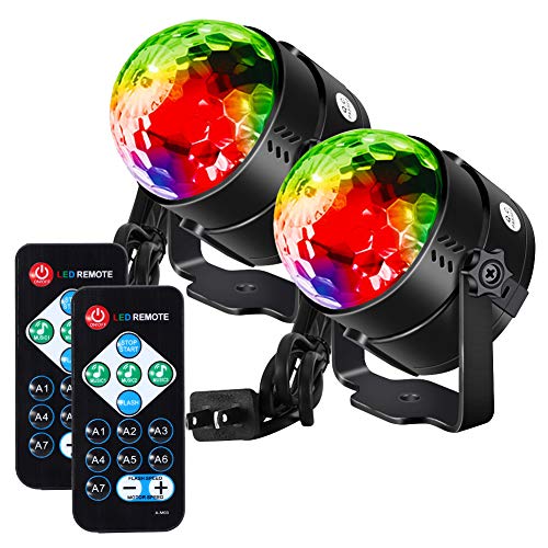 Product Cover Litake Party Lights Disco Ball Strobe Light Disco Lights, 7 Colors Sound Activated with Remote Control Dj Lights Stage Light for Festival Bar Club Party Wedding Show Home-2 Pack