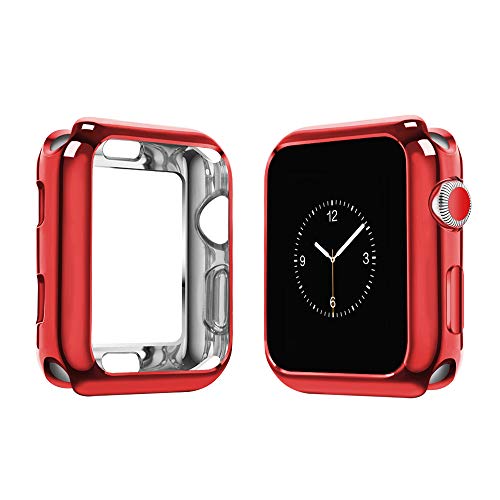 Product Cover top4cus Environmental Soft Flexible TPU Anti-Scratch Lightweight Protective 42mm Iwatch Case Compatible Apple Watch Series 5 Series 4 Series 3 Series 2 Series 1 - Red