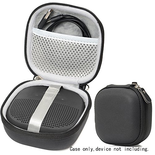 Product Cover Matte Black Protective Case for Bose SoundLink Micro Bluetooth Speaker, Best Color and Shape Matching, Featured Secure and Easy Pulling Out Strap Design, Mesh Pocket for Cable and accessorie