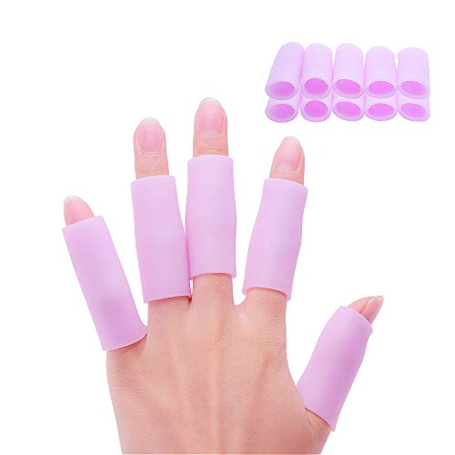 Product Cover Povihome 10 Pack Finger Sleeve Protector Silicone Thumb Protector for Arthritis Basketball Mallet Finger Trigger Finger Corn Blister