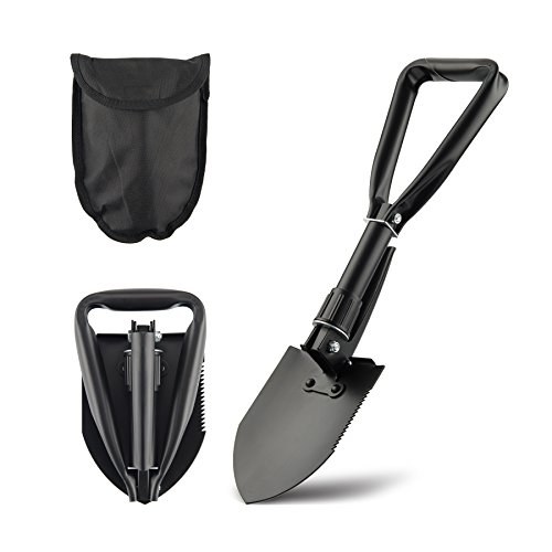 Product Cover CO-Z Mini Folding Shovel High Carbon Steel Portable Lightweight Outdoor Survival Shovel, Nylon Carry Case, Camping, Hiking, Digging, Backpacking, Car Emergency