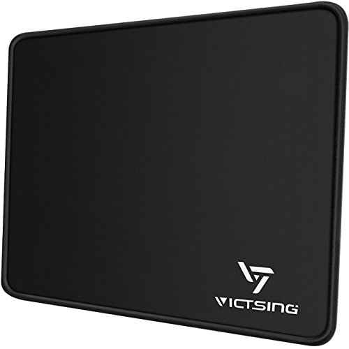Product Cover VicTsing Mouse Pad with Stitched Edge, Premium-Textured Mouse Mat, Non-Slip Rubber Base Mousepad for Laptop, Computer & PC, 10.2×8.3×0.08 inches, Black