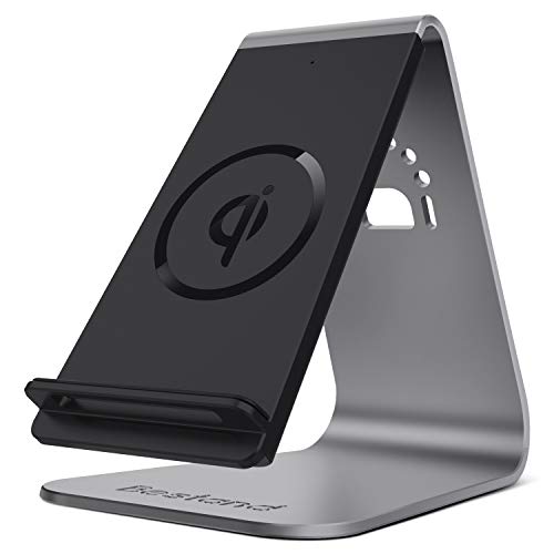 Product Cover Bestand Qi Wireless Charger, Wireless Charging Stand & Holder Compatible with iPhone XR/XS Max/XS/X / 8/8 Plus, Samsung Galaxy S10/S9/S9+, Grey