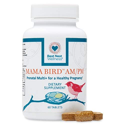 Product Cover Mama Bird AM PM Prenatal Multivitamin, Methylfolate (Folic Acid), Methylcobalamin (B12), 100% Natural Whole Food Organic Herbal Blend, Vegan, Twice Daily Vitamin, 60 Ct