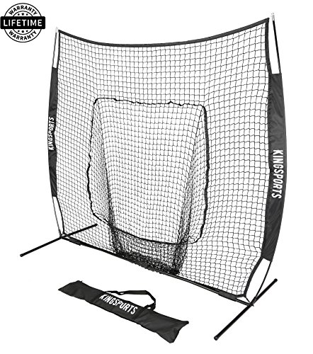 Product Cover KingSports Collapsible Baseball Net/Softball Net, 7 x 7 Large Mouth Outdoor Sports Net with Bow Net Frame & Carry Bag ... (7'x7')