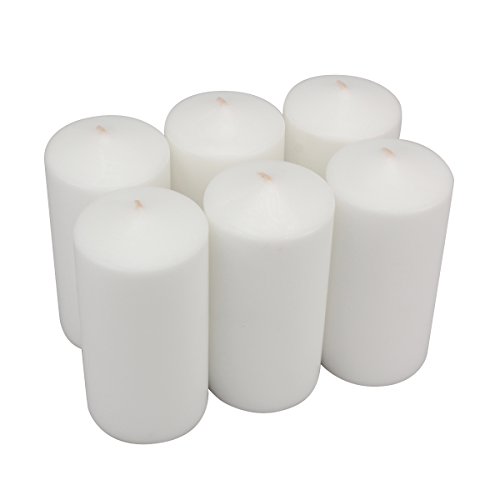 Product Cover Stonebriar Tall 3 x 6 Inch Unscented White Pillar Candle Set, Candle Decor for Lanterns, Hurricanes, and Centerpieces, Set of 6