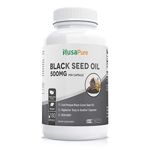 Product Cover Black Seed Oil 180 Softgel Capsules (Non-GMO & Vegetarian) Cold-Pressed Nigella Sativa Producing Pure Black Cumin Seed Oil with Vitamin E
