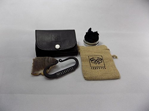 Product Cover KonvoySG Carbon Steel Fire Striker, English Flint Stone & Char Cloth Traditional Hand Forged Fire Starter, Leather Gift Kit with Emergency Tinder Jute Bag