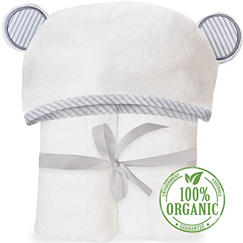 Product Cover Organic Bamboo Hooded Baby Towel - Soft, Hooded Bath Towels with Ears for Babies, Toddlers - Large Baby Towel Perfect Baby Shower Gift for Boys and Girls by San Francisco Baby