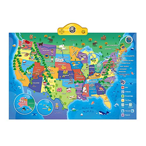 Product Cover Interactive Talking USA Map for Kids TG660 - Push, Learn and Discover Over 500 Facts About The USA - Fun Educational Interactive Learning Toy Gift for Boys & Girls Aged 5,6,7,8,9,10 - by ThinkGizmos
