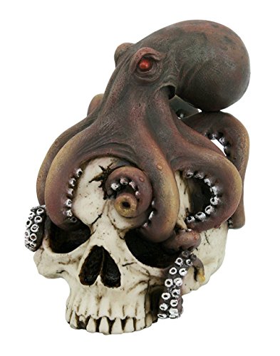 Product Cover Pacific Giftware Nautical Kraken Octopus Wrapped Around Skull Deadly Ocean Pirate Figurine 5.25