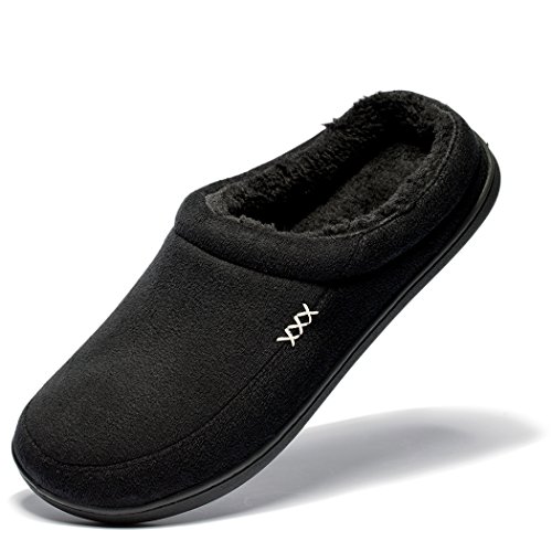 Product Cover NDB Men's Warm Memory Foam Suede Plush Shearling Lined Slip on Indoor Outdoor Clog House Slippers