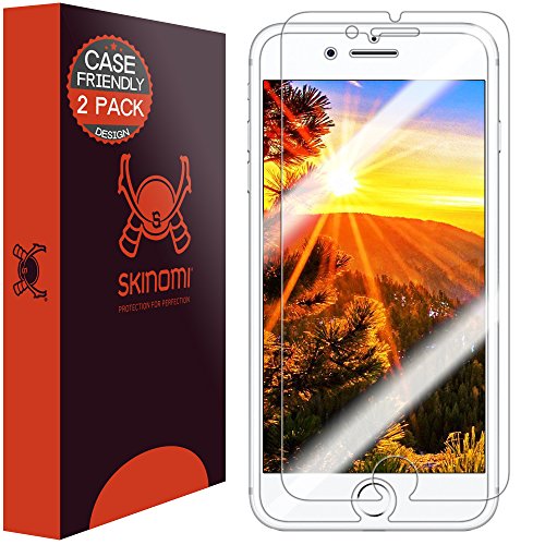 Product Cover Skinomi Screen Protector Compatible with iPhone 8 Plus (2-Pack)(Case Friendly) Clear TechSkin TPU Anti-Bubble HD Film