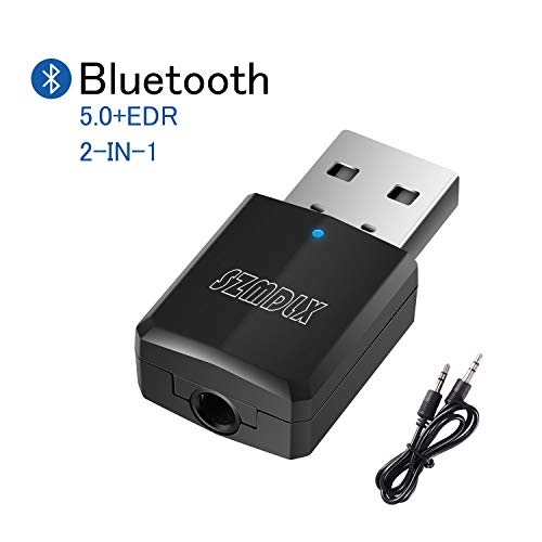 Product Cover SZMDLX USB Bluetooth 5.0+EDR Adapter, Mini Bluetooth Transmitter Receiver, Wireless Audio Adapter with 3.5mm AUX for Car Headphones PC TV Home Stereo, USB Power Supply, No Driver Required