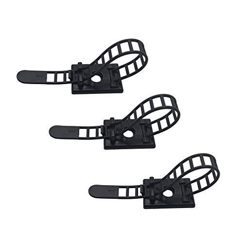 Product Cover 50pcs Cable Clips the Adhesive Cable Ties, Adjustable Nylon Cable Zip Ties and Adhesive Cable Clips with Optional Screw Mount for Cord Management (Black)