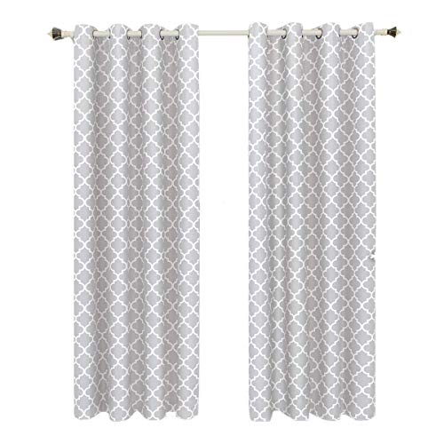 Product Cover Royal Hotel Silver Top Grommet Blackout Window Curtain Panel, Moroccan quatrefoil, 52x84 inches each