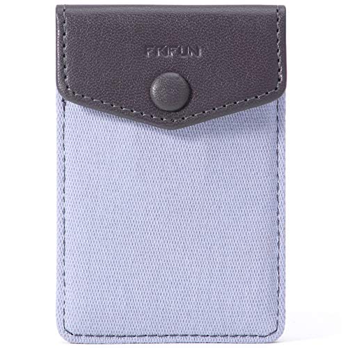 Product Cover FRIFUN Cell Phone Wallet Ultra-Slim Self Adhesive Credit Card Holder Stick on Wallet Cell Phone Leather Wallet for Smartphones RFID Blocking Sleeve Covers Credit Cards (Gray)