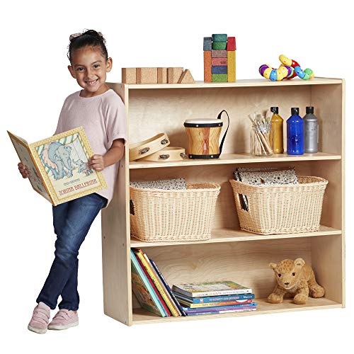 Product Cover ECR4Kids Birch Streamline 3-Shelf Storage Cabinet with Back, Wood Book Shelf Organizer/Toy Storage for Kids, 36