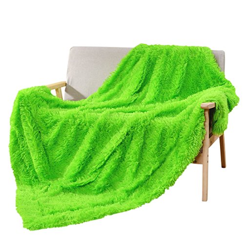 Product Cover DECOSY Faux Fur Couch Blanket Bright Green 50