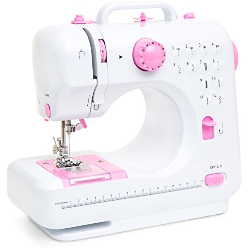 Product Cover Best Choice Products 6V Multifunctional Compact Sewing Crafting Machine w/ 12 Stitch Patterns, Sewing Light, Drawer, Foot Pedal, White