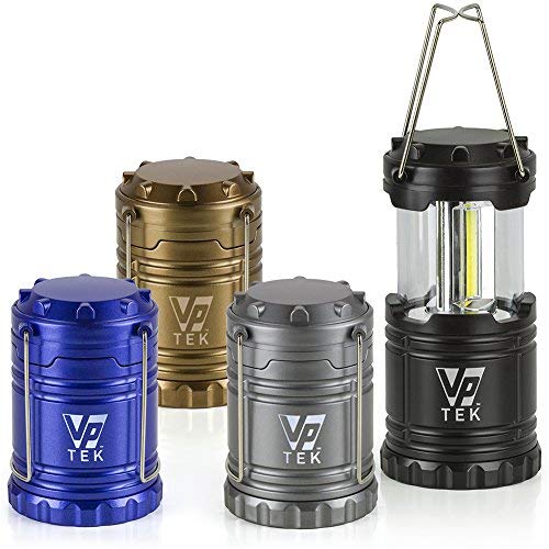 Product Cover VP TEK Collapsible LED Lantern with Ultra Bright 300 Lumens COB Technology (4 Pack) (Black Metallic Copper Cobalt Blue & Metallic Silver)