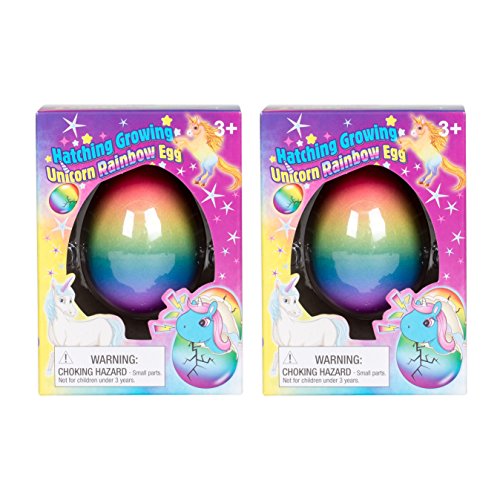 Product Cover Set of 2 Surprise Growing Unicorn Hatching Rainbow Egg Kids Toys, Assorted Colors