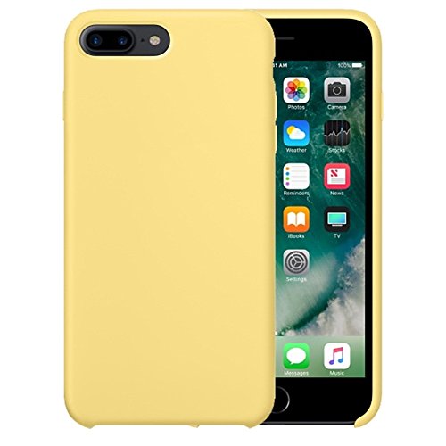 Product Cover iPartsBuy iPhone 8 Plus Case, iPhone 7 Plus Case, for iPhone 7 Plus(2016)/ 8 Plus(2017) Pure Color Liquid Silicone Gel Rubber Case with Microfiber Cloth Lining Cushion (Yellow)