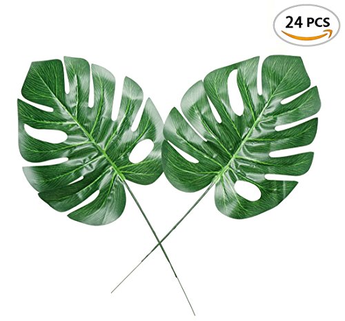 Product Cover Fake Faux Artificial Tropical Palm Leaves for Home Kitchen Party Decorations or Handcrafts 24 Counts