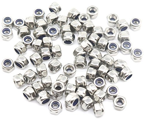 Product Cover 100Pcs M3 x 0.5mm 304 Stainless Steel Self-Lock Nylon Inserted Hex Lock Nuts, Self Clinching Nuts