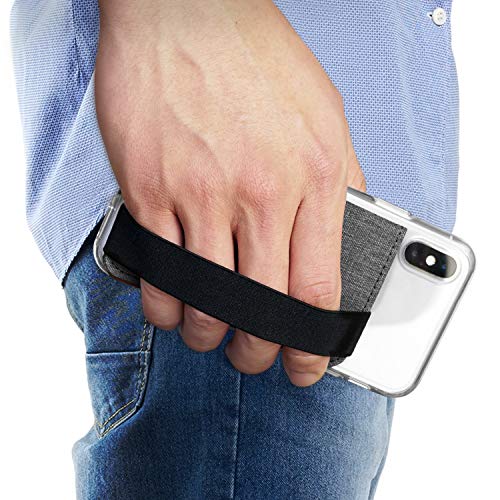 Product Cover Ringke Flip Card Holder with Elastic Hand Strap Slim Soft Band Grip Fashion Multi-Card Slot 3M Stick-On Wallet Credit Card Cash Mini Pouch Attachment Compatible with Most Smartphones - Gray