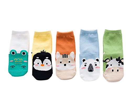 Product Cover Cute Todddler Baby Socks Girls Boys Cartoon Animals Autumn and Winter Cotton Socks for Babies Kids 5 Pairs
