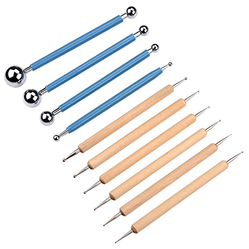Product Cover Meuxan 10 Piece Dotting Tools Ball Styluses for Rock Painting, Pottery Clay Modeling Embossing Art
