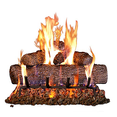 Product Cover Peterson Real Fyre 18-inch Live Oak Log Set With Vented Burner and Gas Connection Kit. Match Lit (Natural Gas Only)