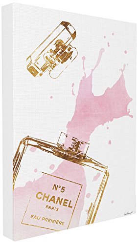 Product Cover Stupell Industries Glam Perfume Bottle Splash Pink Gold XXL Stretched Canvas Wall Art, Proudly Made in USA