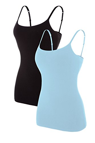 Product Cover ATTRACO Women's Cotton Camisole Shelf Bra Spaghetti Straps Tank Top 2 Packs