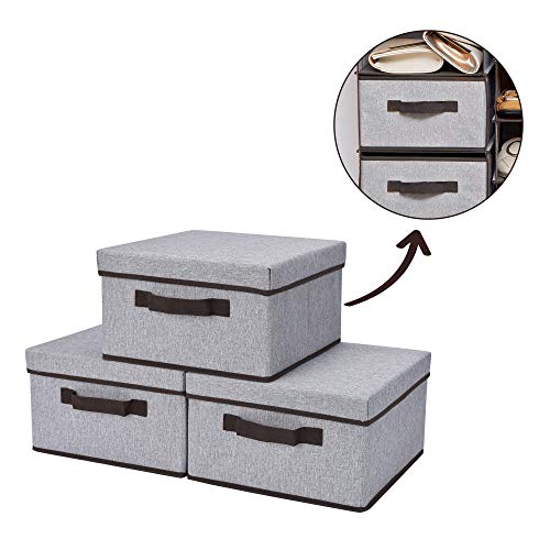 Product Cover StorageWorks Storage Drawer with Lid, Foldable Basket Bin for Hanging Closet Organizer, Gray, 3-Pack