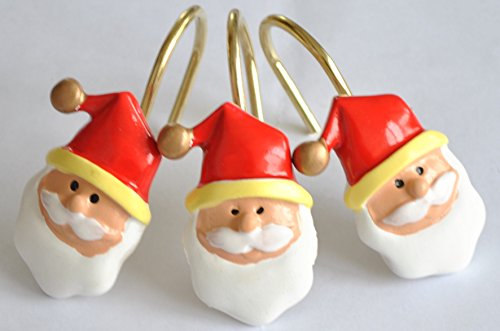 Product Cover Twofishes 12 PCS Santa Claus Shower Curtain Hooks,Christmas Shower Curtain Ring