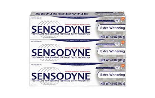 Product Cover Sensodyne Toothpaste for Sensitivity, Extra Whitening for Sensitive Teeth, 4 Ounce (Pack of 3)