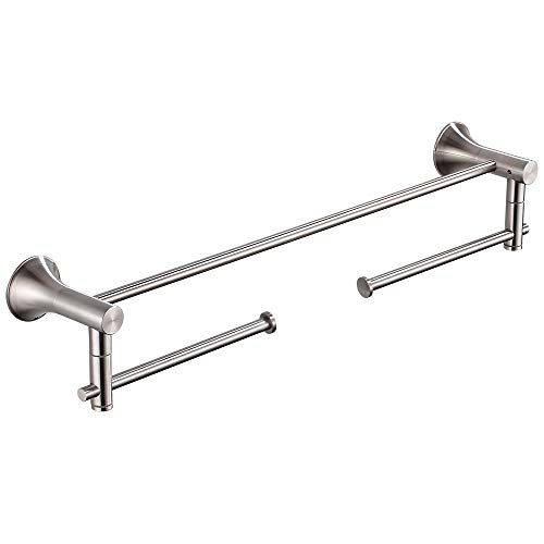 Product Cover BESy 22 Inch Double Towel Bar with 2 Swivel Arms Towel Rack Rail for Bathroom SUS 304 Stainless Steel, Wall Mount with Screws, Brushed Nickel Finish