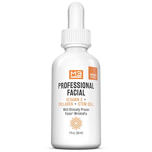 Product Cover M3 Naturals Professional Facial Vitamin C Infused with Collagen Stem Cell and Patented Fision Wrinkle Fix Face Eye Oil Topical Facial Serum Natural Skin Care Acne Anti Aging Dark Spot Remover Cream