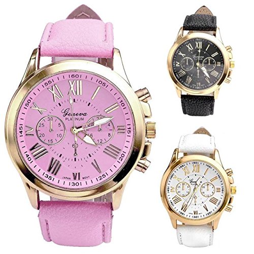 Product Cover Han Shi Watch, Women Fashion Retro Roman Numerals Faux Leather Analog Quartz Wrist Watch