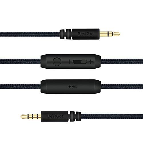 Product Cover BestGot AUX Cord Audio Cable 3.5mm Headphones Cord with Microphone in-line Volume (4.3ft / 1.3m) for PS4 Controller, Headphones,Home/Car Stereos and More (1-Pack Black)