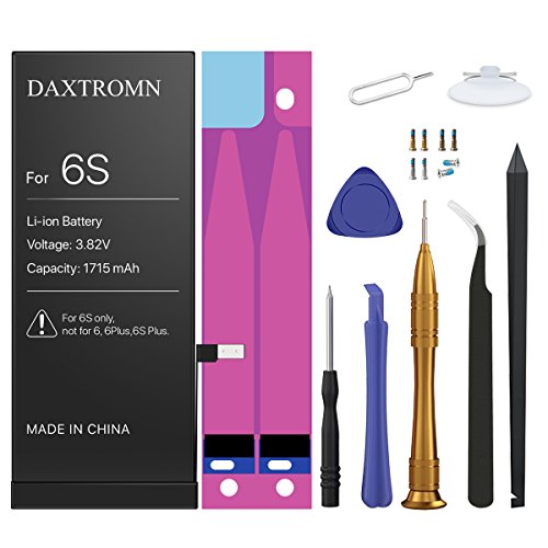 Product Cover DAXTROMN Replacement Battery Compatible with iPhone 6S - Replacement Kit with Tools, Adhesive Strips - New 1715mAh 0 Cycle Battery - 2 Years Warranty